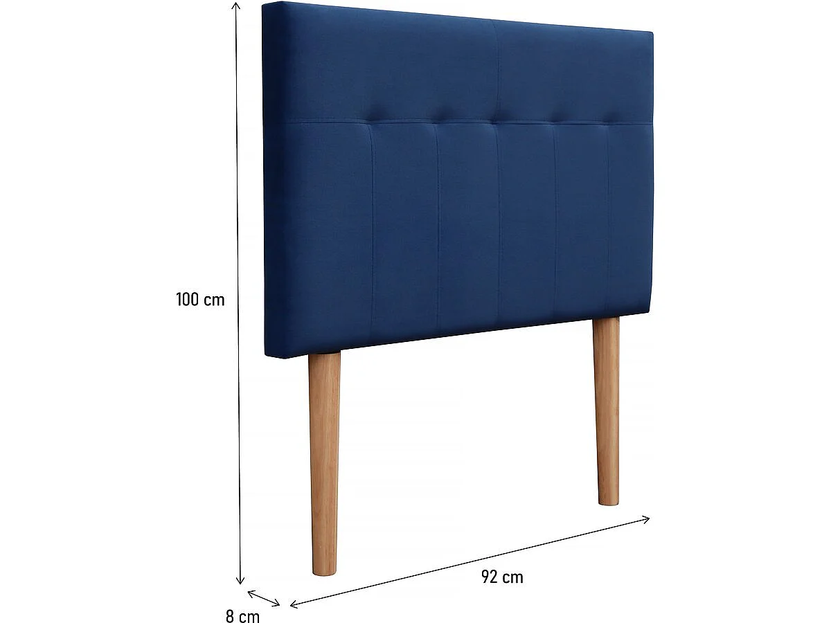 Tête de lit capitonnée en Velours "Lya" - 90 x 100 cm - Bleu foncé