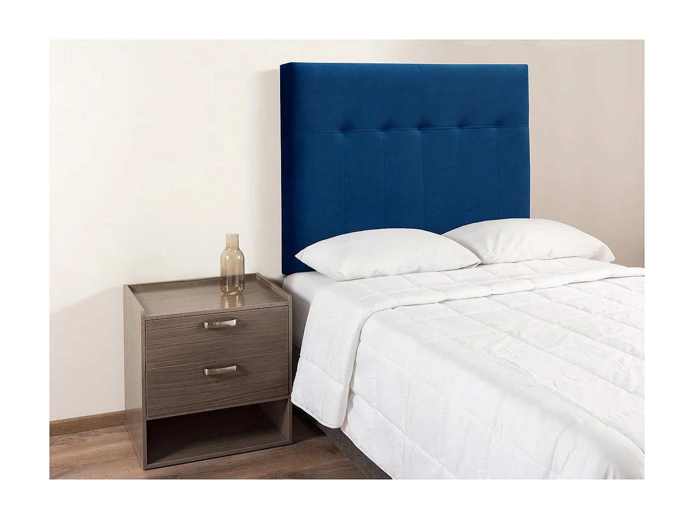 Tête de lit capitonnée en Velours "Lya" - 90 x 100 cm - Bleu foncé