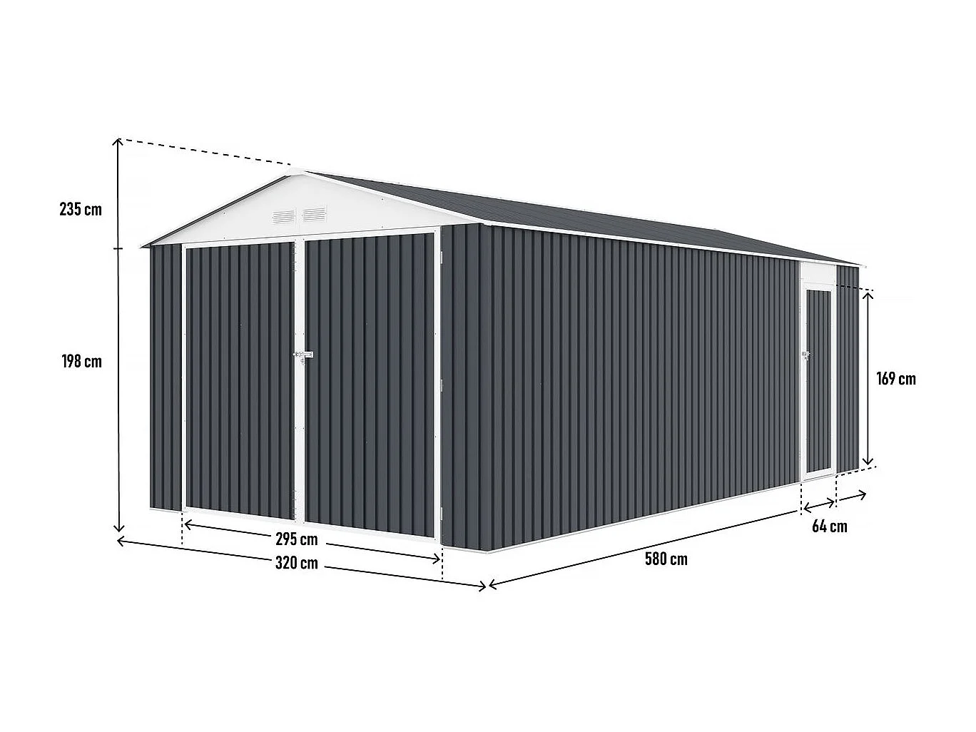 Garage en métal "Houston" 18,56m²  - Anthracite