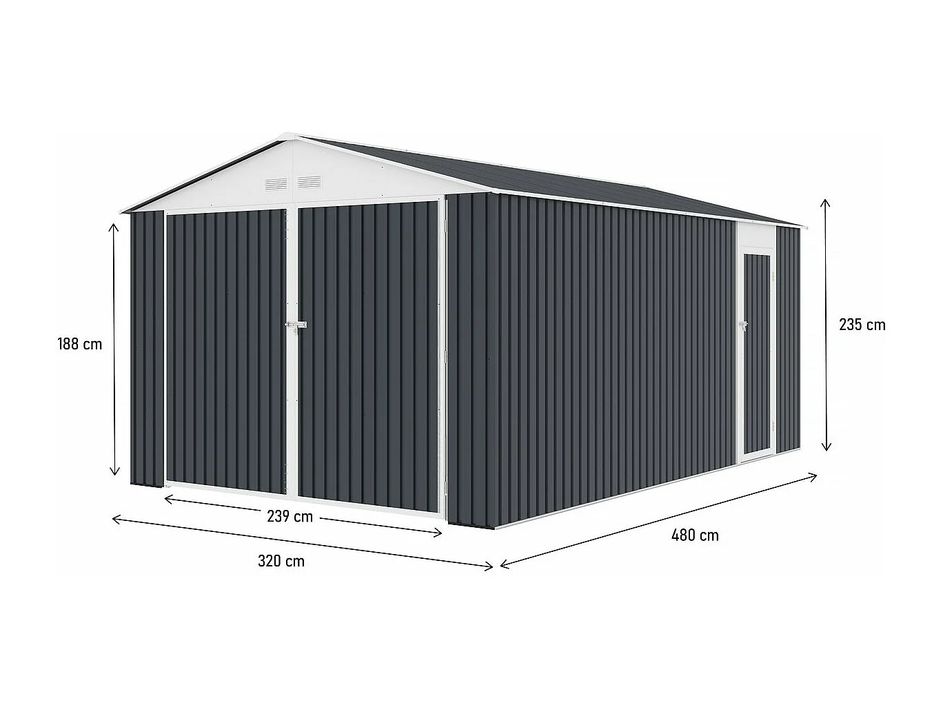 Garage métal "Houston" 15,36 m² - Anthracite