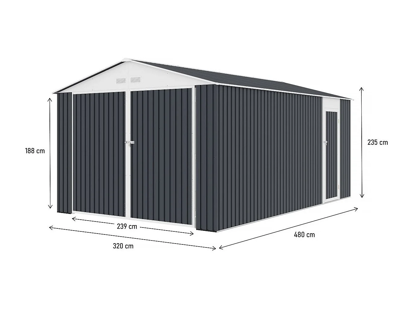 Metallgarage "Houston" 15,36 m² - Anthrazit