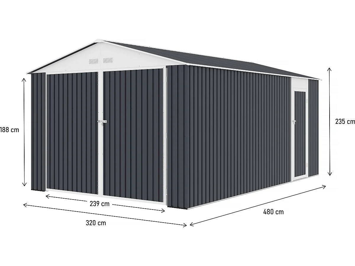 Garage in metallo "Houston" 15,36 mq - Antracite