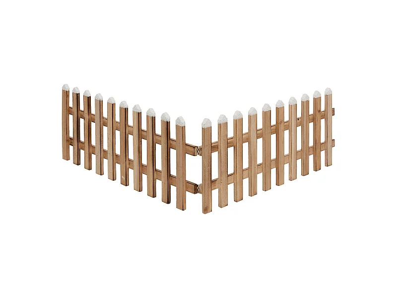 Déco de Noël Clôture en bois finition enneigé L 90 x H 20 cm