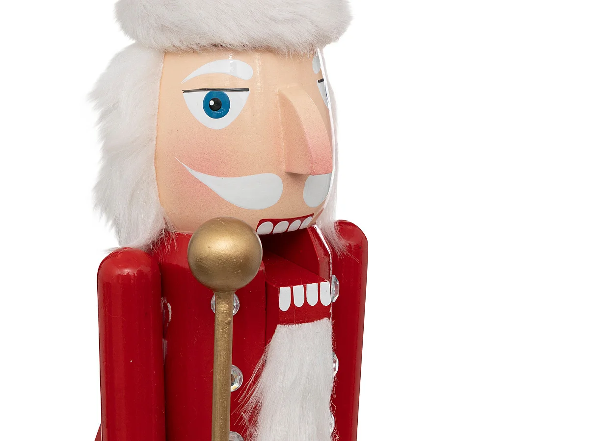 Grand Casse-Noisette Père Noël Rouge et Blanc en Bois H 60 cm