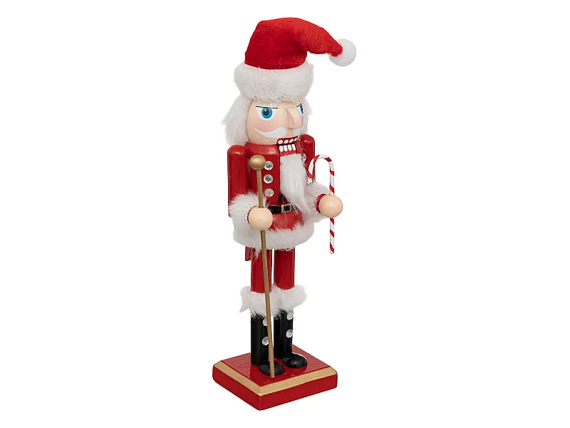 Déco de Noël Casse-Noisette Rouge et Blanc en Bois H 25 cm