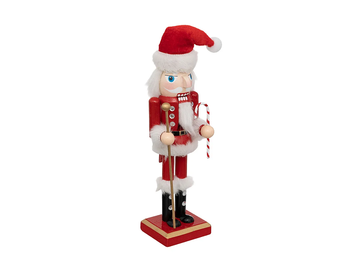 Déco de Noël Casse-Noisette Rouge et Blanc en Bois H 25 cm