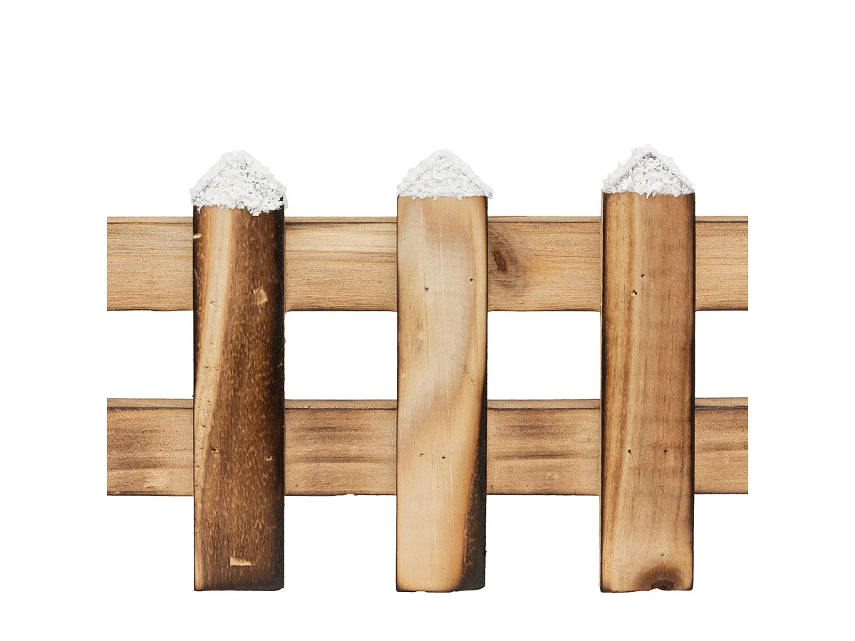 Déco de Noël Clôture en bois finition enneigé L 90 x H 10 cm
