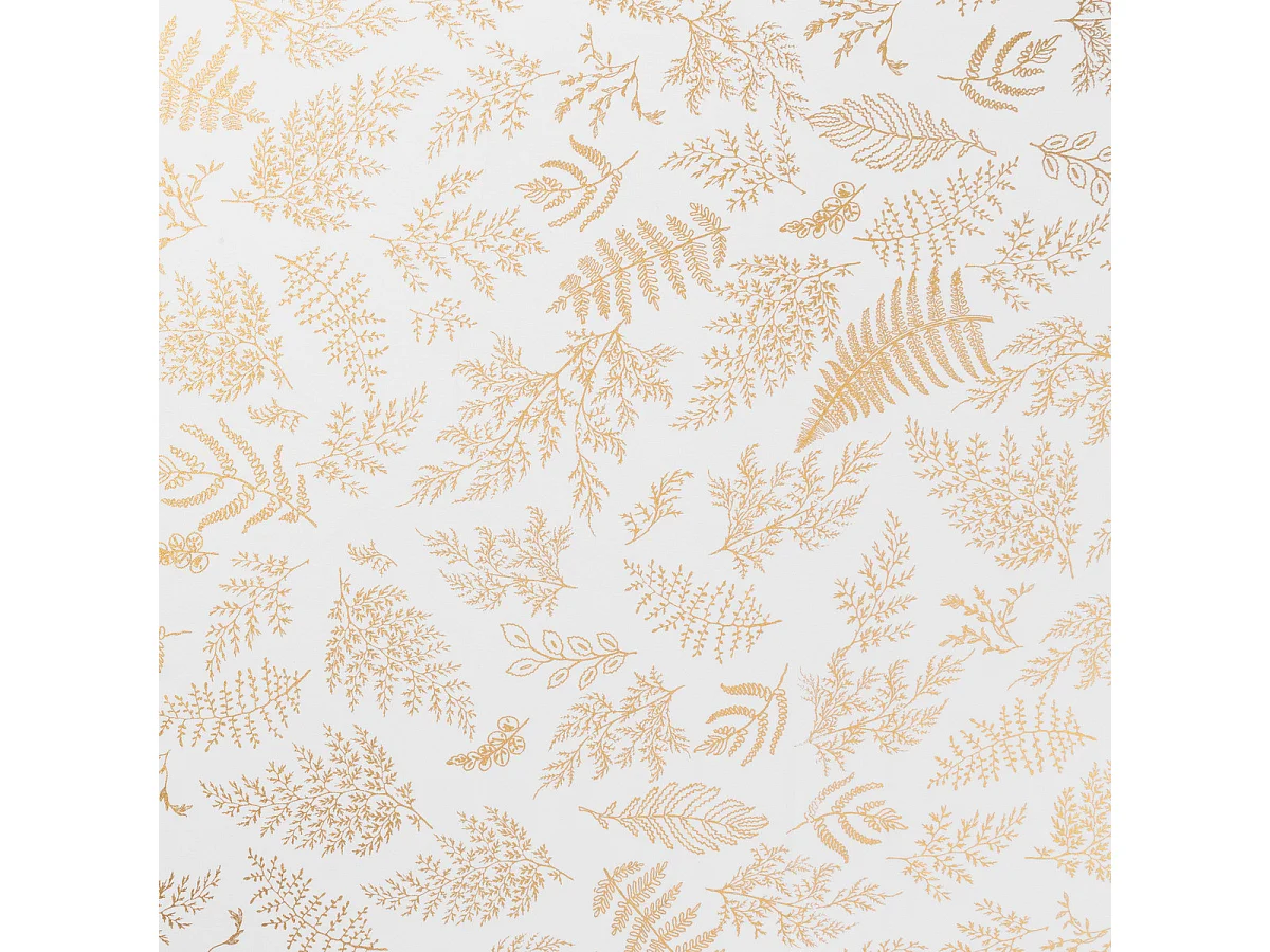 Nappe ronde anti-taches Blanche imprimé Feuillage doré D 180 cm