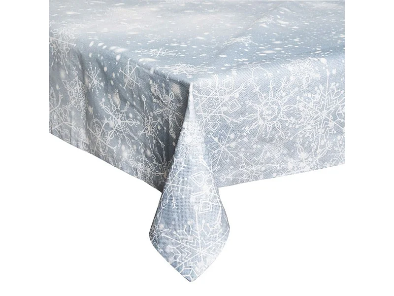 Nappe Imprimée Flocon "Polaire" 140x240cm Blanc & Bleu