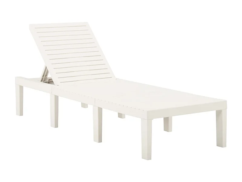 Espreguiçadeira espreguiçadeira para banhos de sol cama de jardim terraço móveis de exterior plástico branco 02_0012786