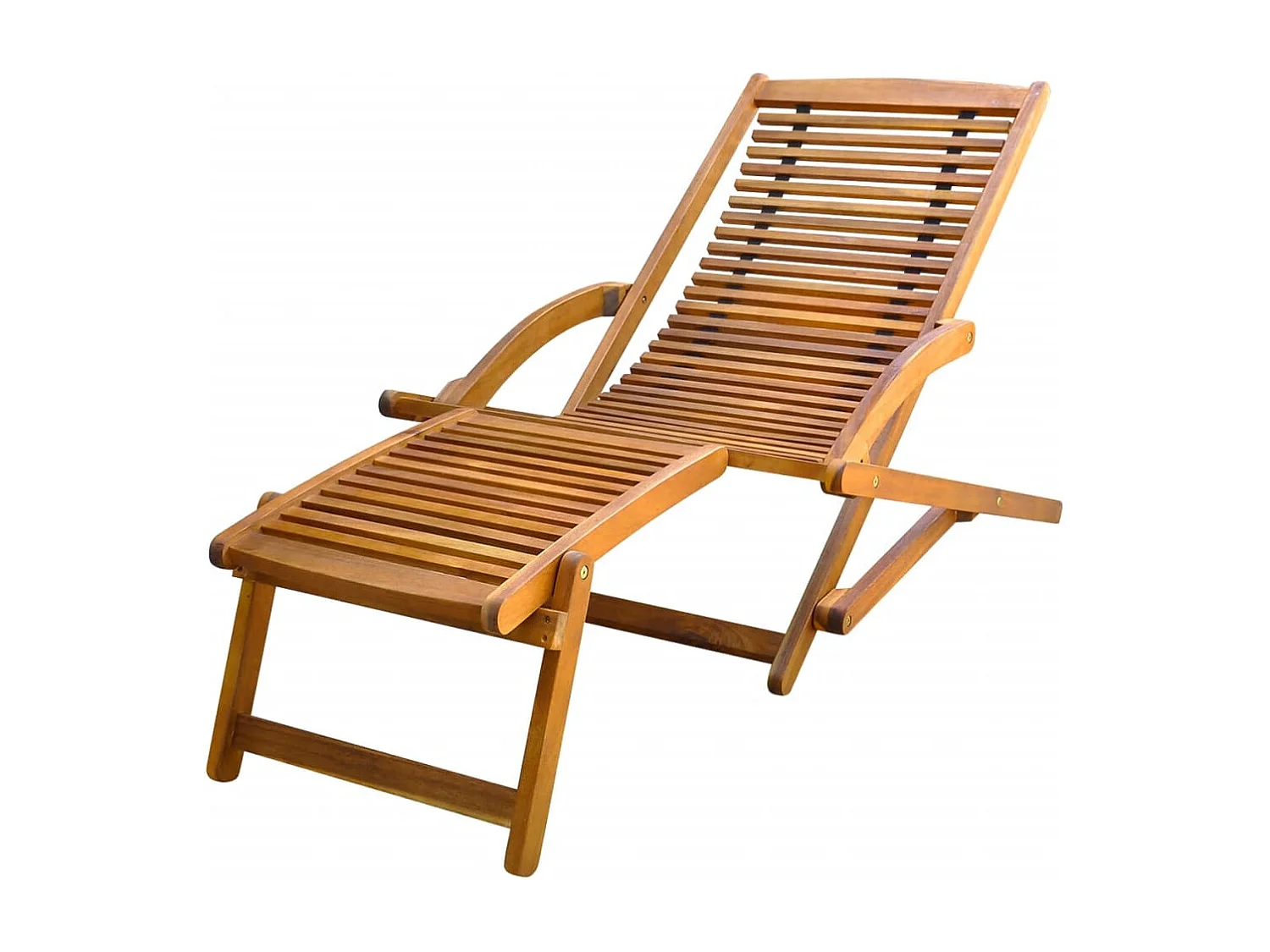 Espreguiçadeira espreguiçadeira para banhos de sol cama de jardim terraço móveis de exterior com apoio para os pés madeira de acácia maciça 02_0012568