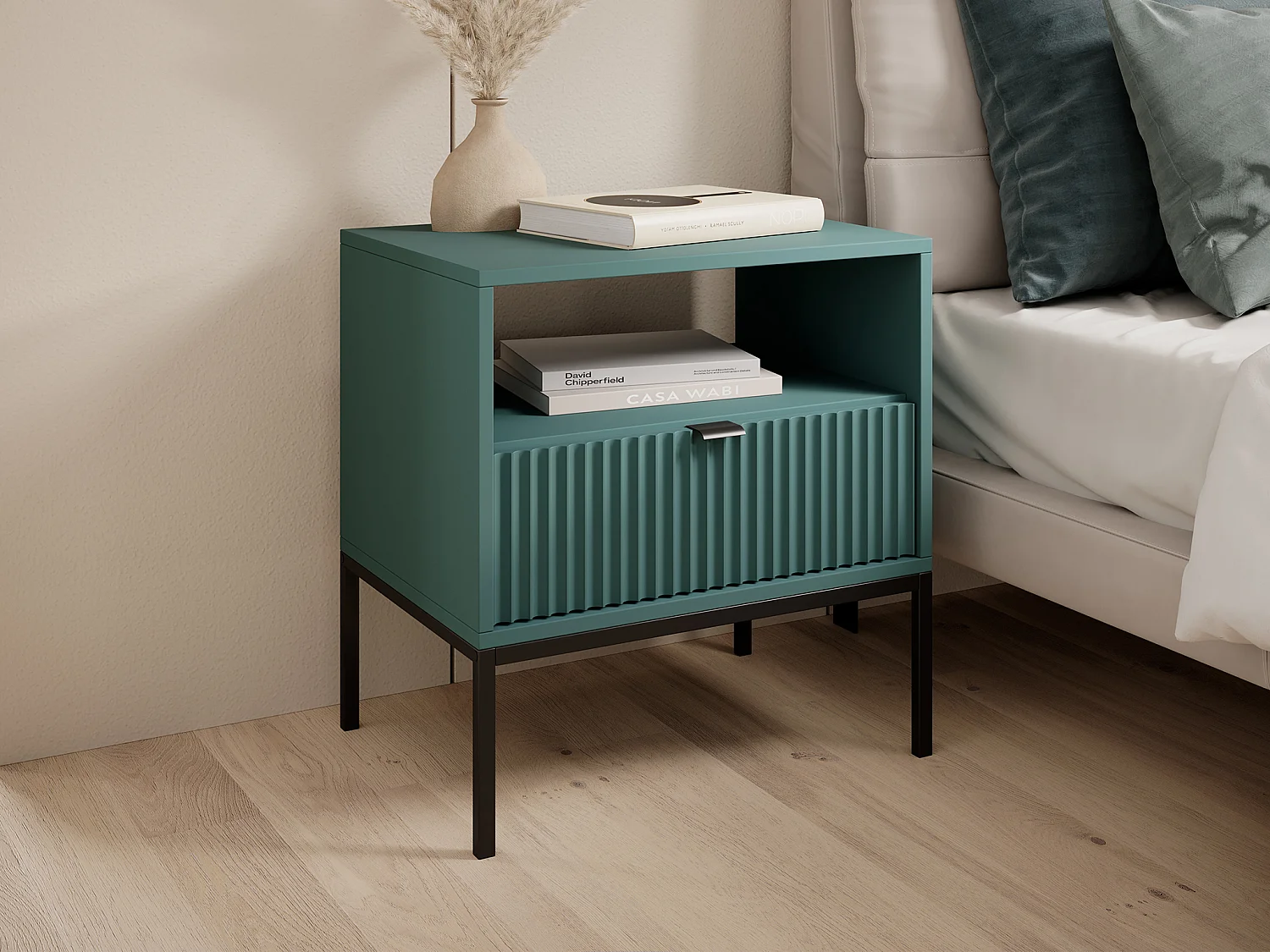 Sengebord med 1 skuffe og 1 niche - Smaragdgrøn - LIOUBA af Pascal Morabito