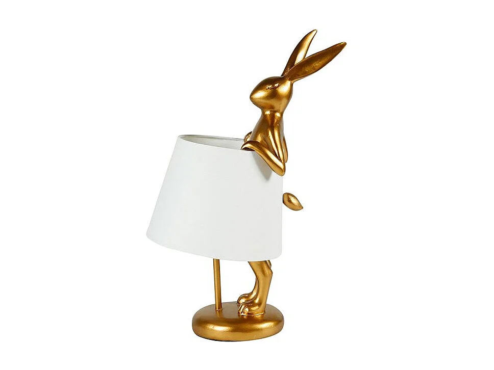 Lampe à poser lapin dorée en résine - Ostaria