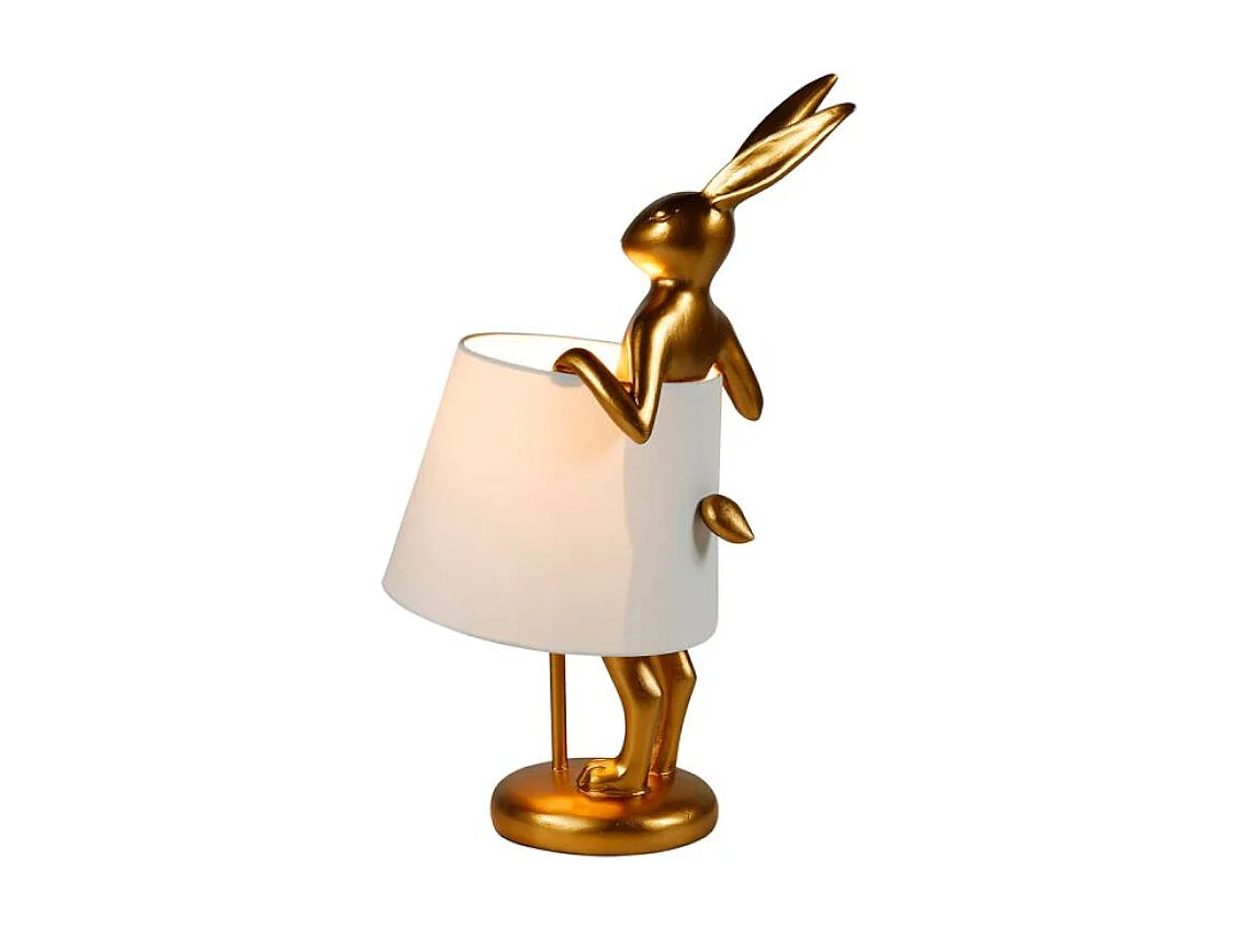 Lampe à poser lapin dorée en résine - Ostaria