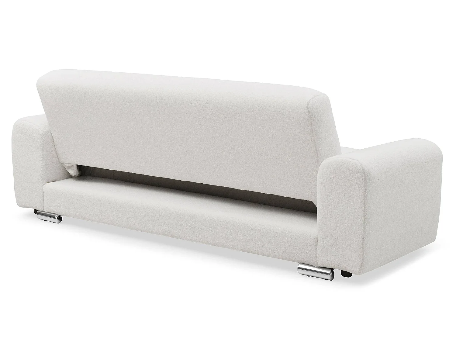 Canapé-lit clic-clac 3 places confort Lucille Tissu bouclette Crème