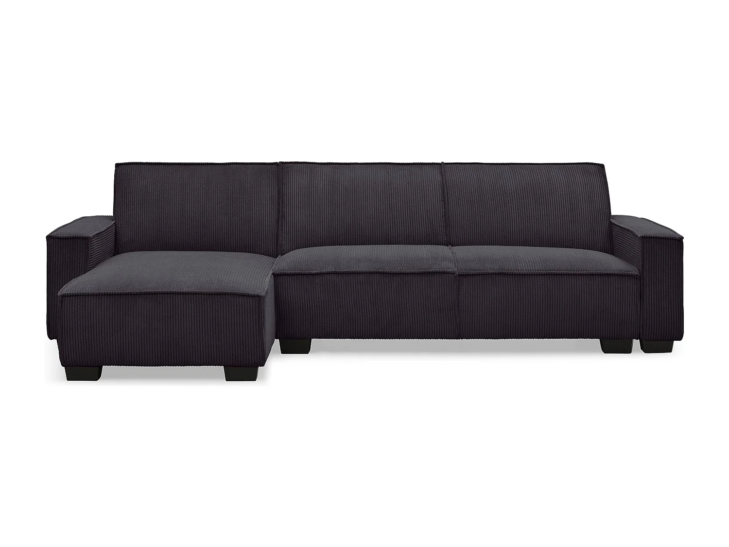 Ecksofa mit Wendbarer Schlaffunktion aus Schwarzem Samt 3-Sitzer Modern und Bequem
