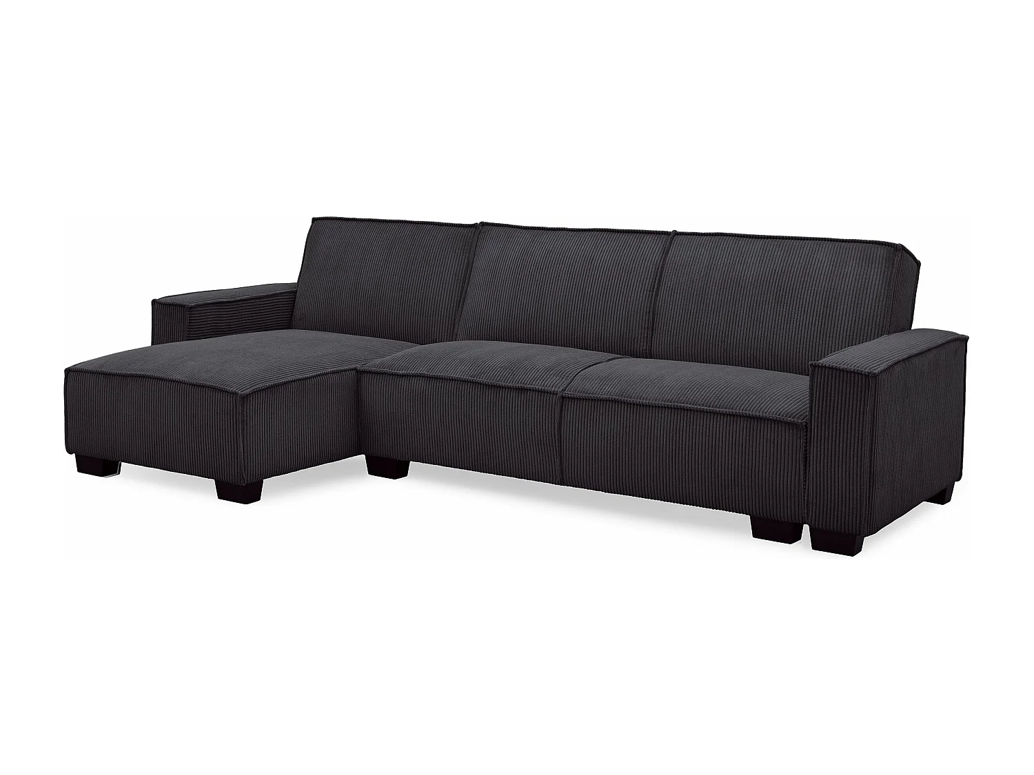 Ecksofa mit Wendbarer Schlaffunktion aus Schwarzem Samt 3-Sitzer Modern und Bequem