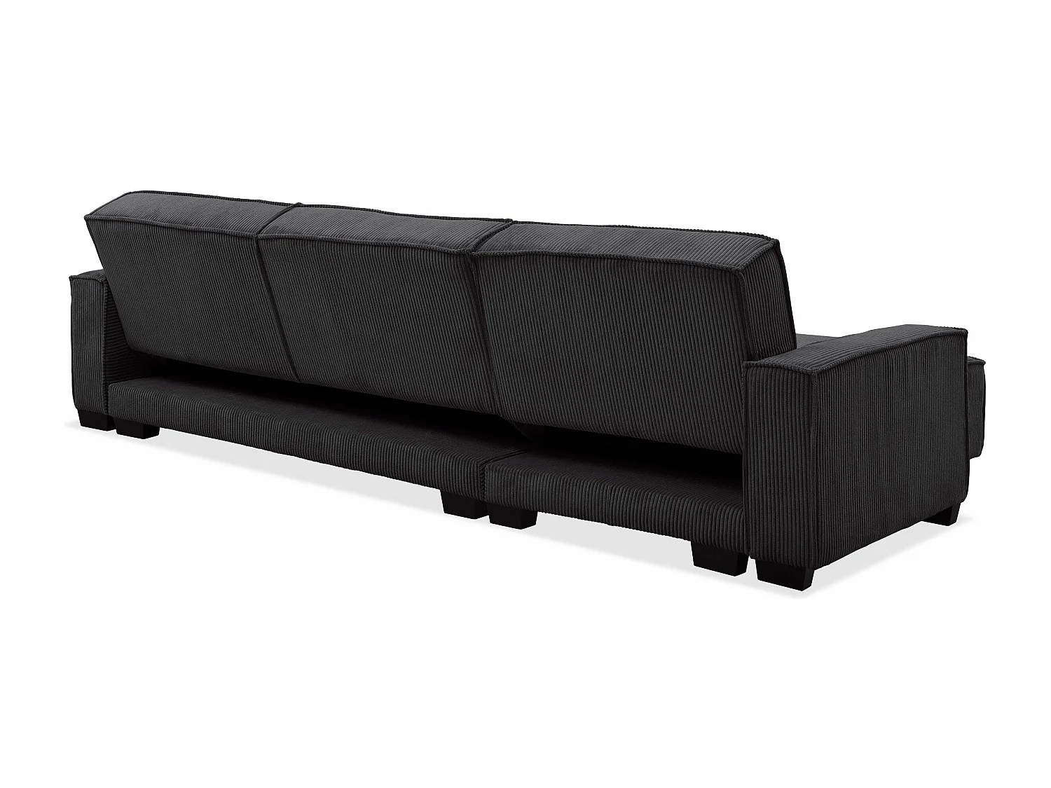 Ecksofa mit Wendbarer Schlaffunktion aus Schwarzem Samt 3-Sitzer Modern und Bequem