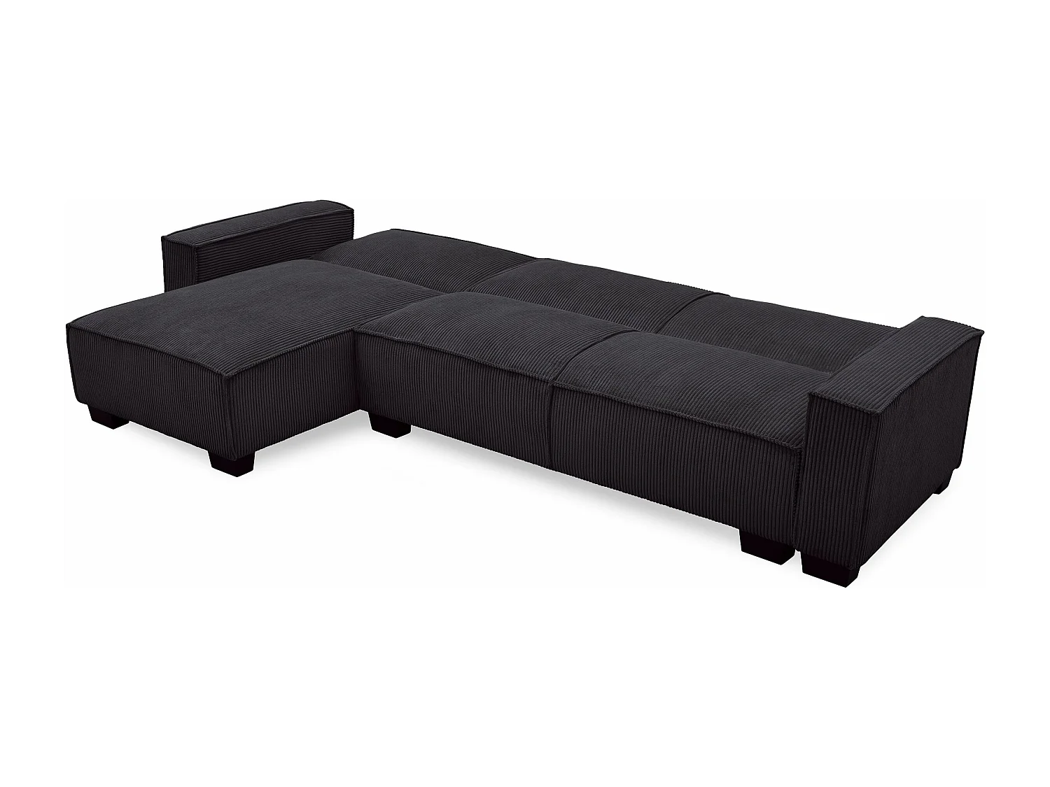 Ecksofa mit Wendbarer Schlaffunktion aus Schwarzem Samt 3-Sitzer Modern und Bequem