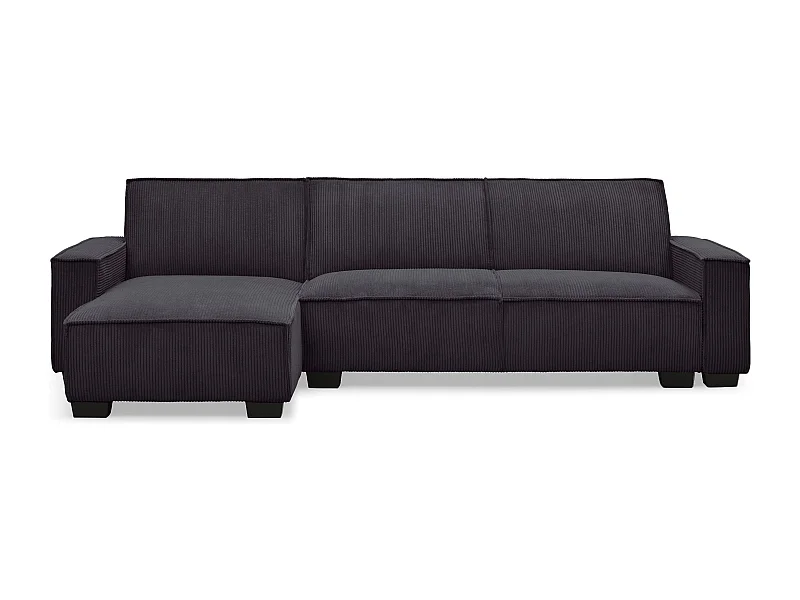 Ecksofa mit Wendbarer Schlaffunktion aus Schwarzem Samt 3-Sitzer Modern und Bequem