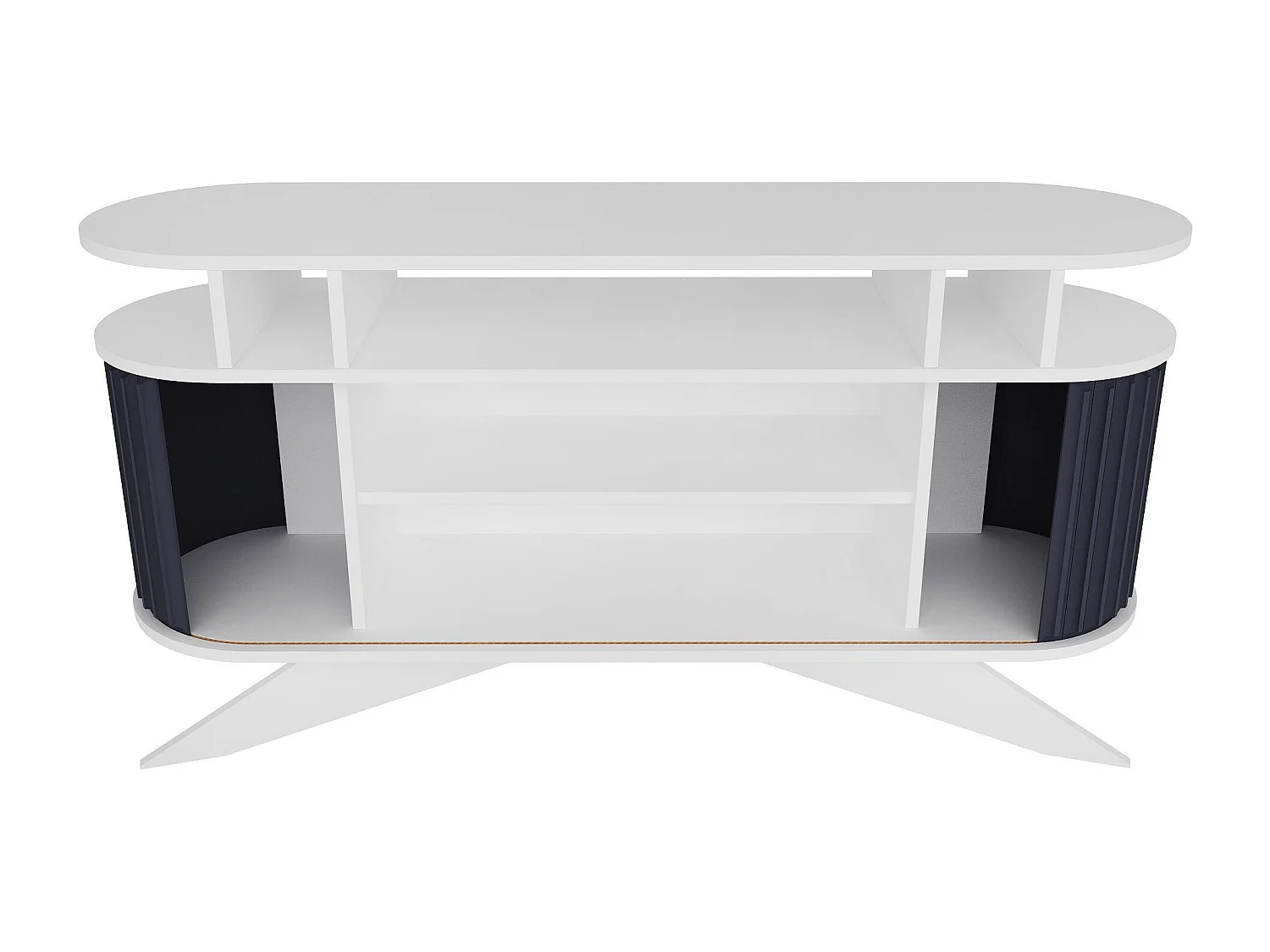 Console avec portes coulissantes Jayson L150xH75cm Blanc et Anthracite