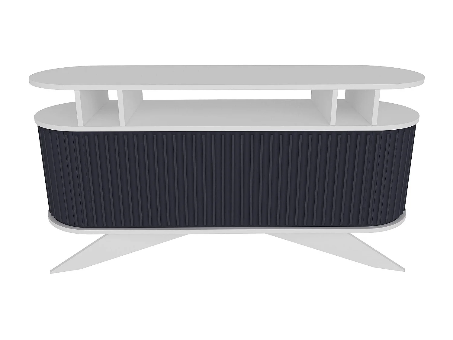 Console avec portes coulissantes Jayson L150xH75cm Blanc et Anthracite