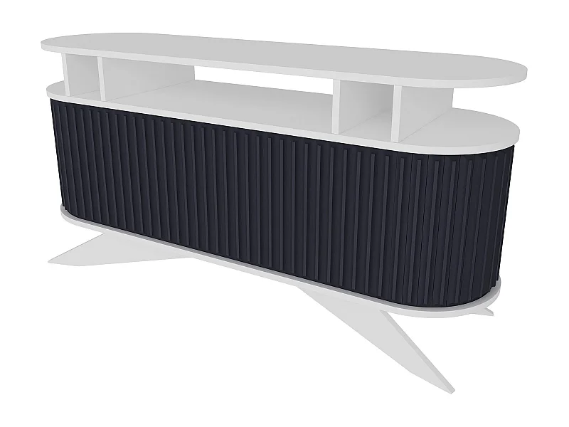 Aparador moderno de 150 cm, blanco y antracita | Tablero de partículas 100 % melaminado, 18 mm de grosor | Solución de almacenaje elegante para espaci