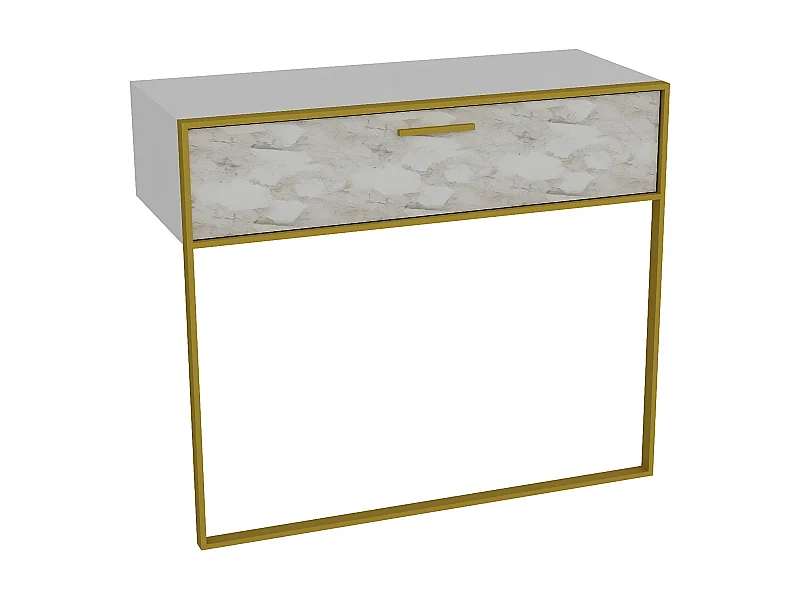 Komoda – 90 x 76,8 x 38,5 cm – Złoto i biel – Melamina