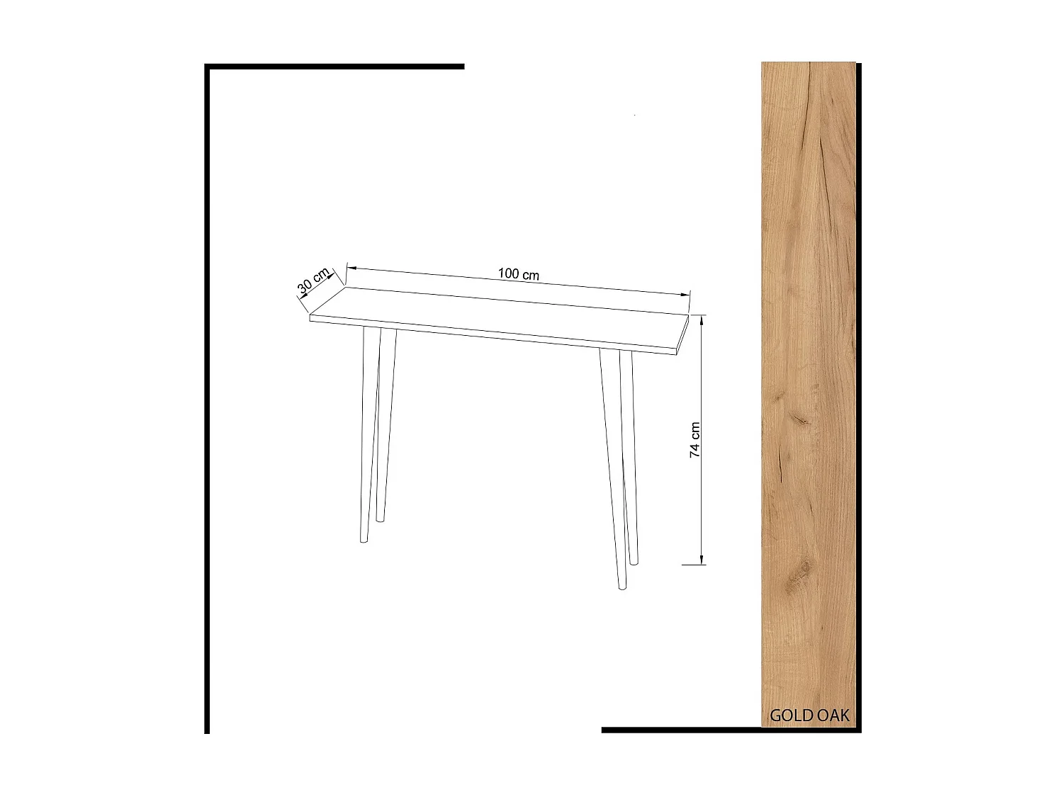 Aparador – 100 cm de largura, 74 cm de altura, 30 cm de profundidade – Carvalho – Melamina