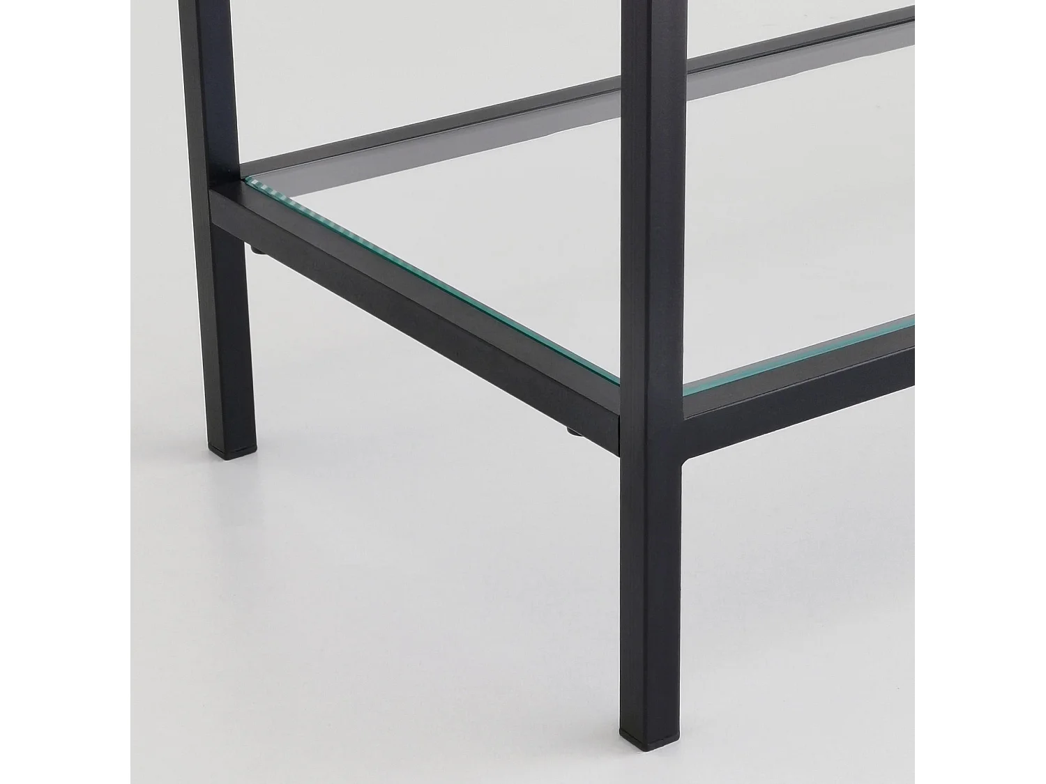 Consola D100 metal negro cristal templado