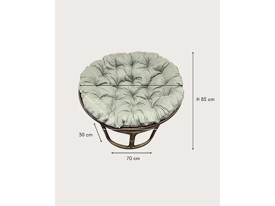 Papasan - Rotan fauteuil met kussen