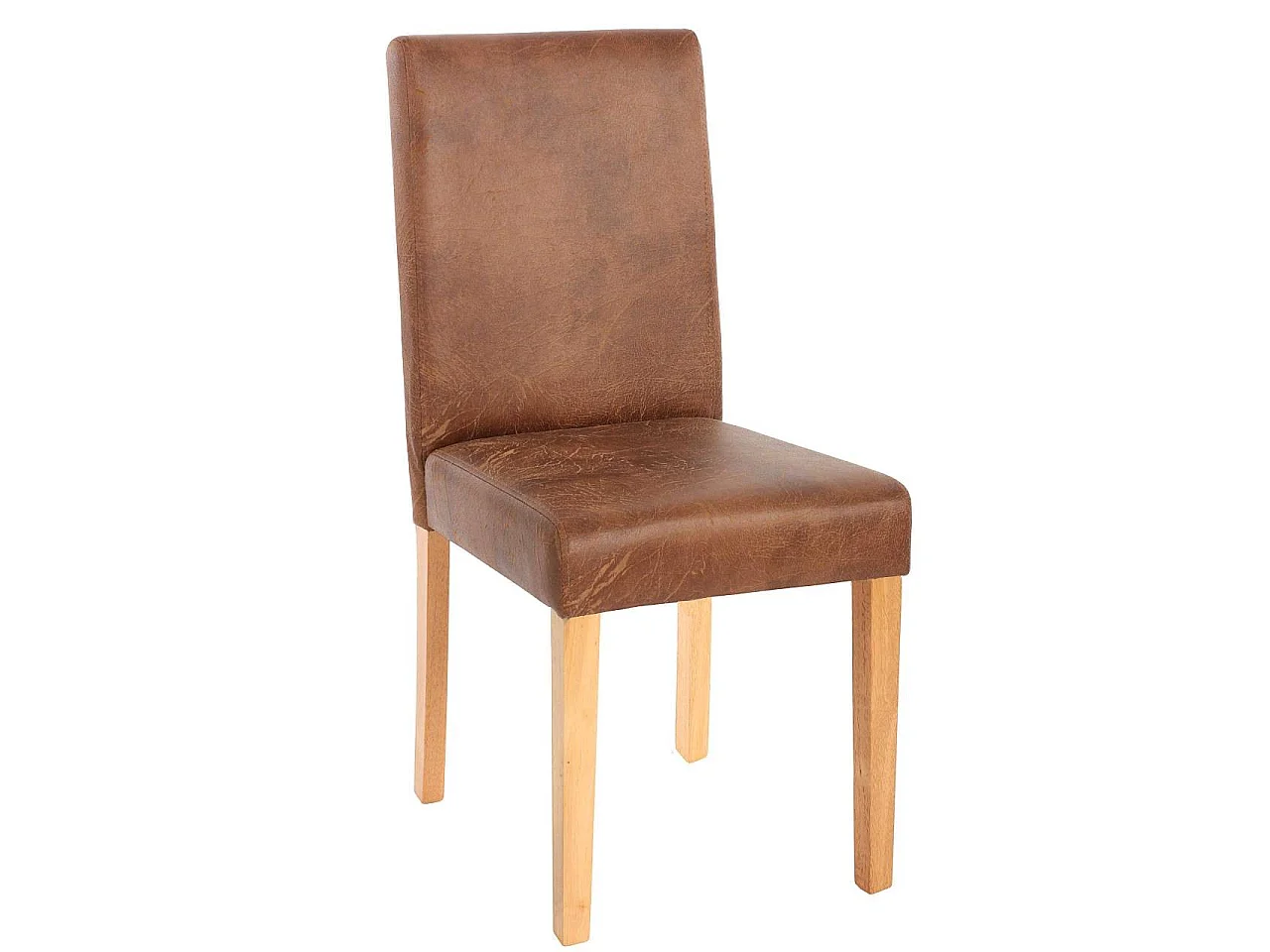 Lot de 2 chaises de salle à manger synthétique marron vieilli pieds clairs CDS04051