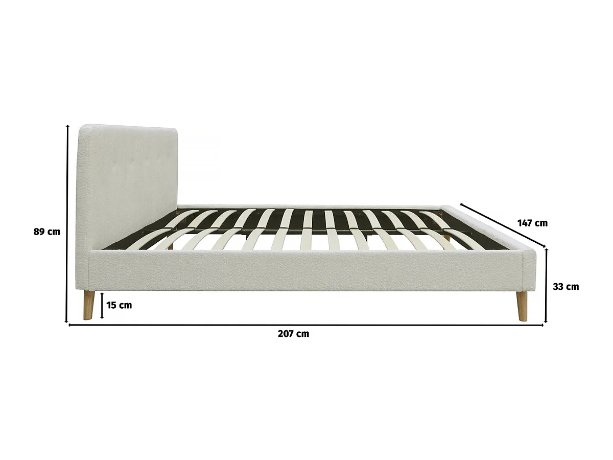 Lit tissu bouclette "Nemo" 140x190 - Crème