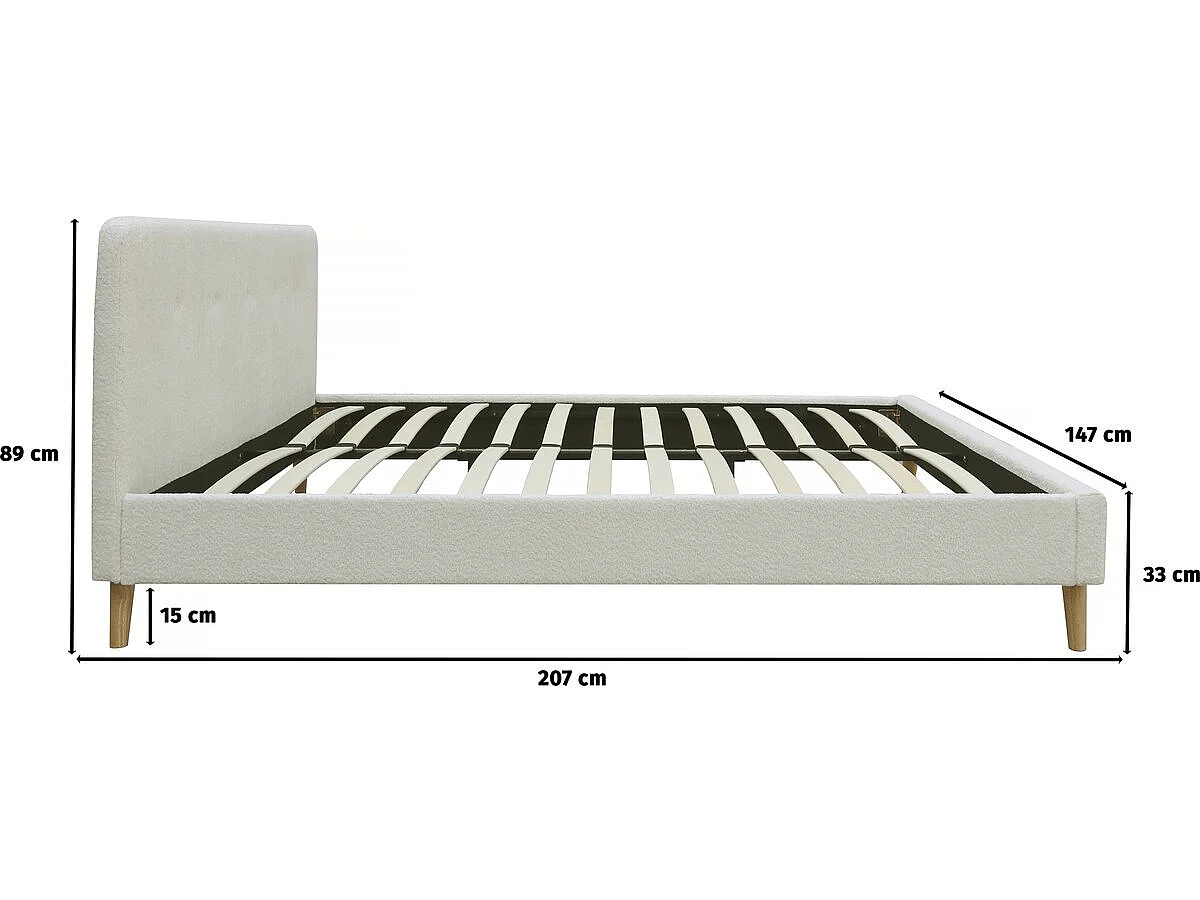 Bed van badstof "Nemo" 140x190 - Crème, elegant en comfortabel ontwerp