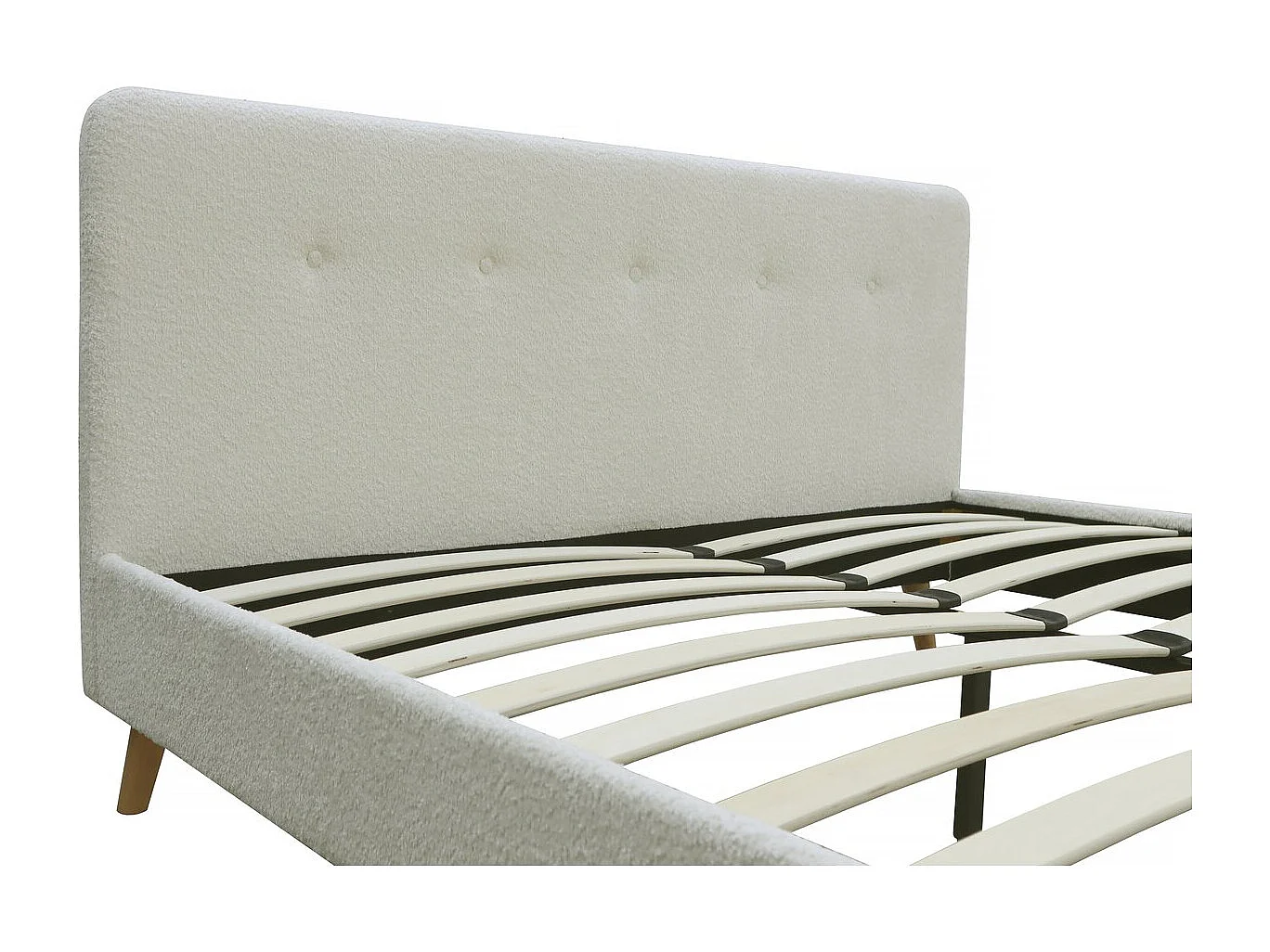 Lit tissu bouclette "Nemo" - 140 x 190 cm - Crème