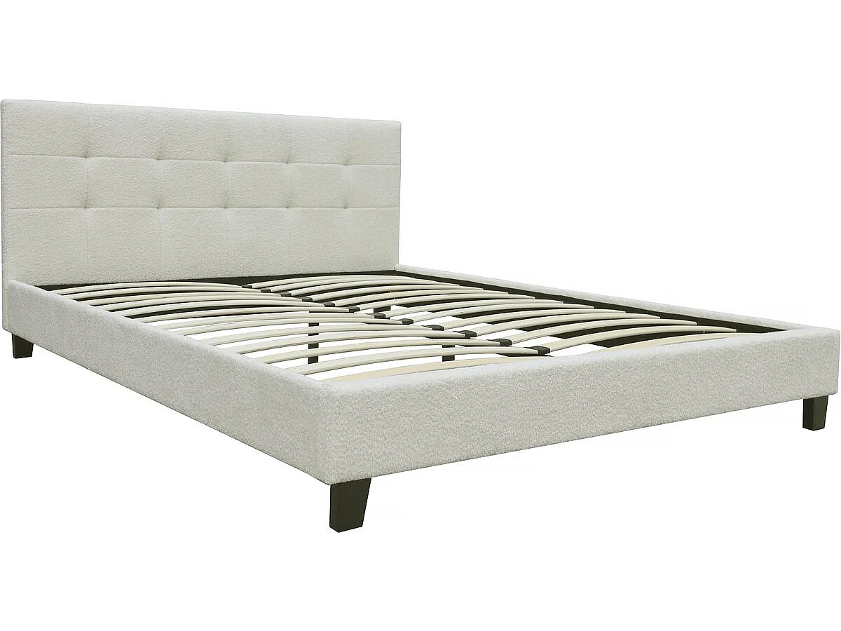 Lit tissu bouclette "Julia" 140x190cm - Crème