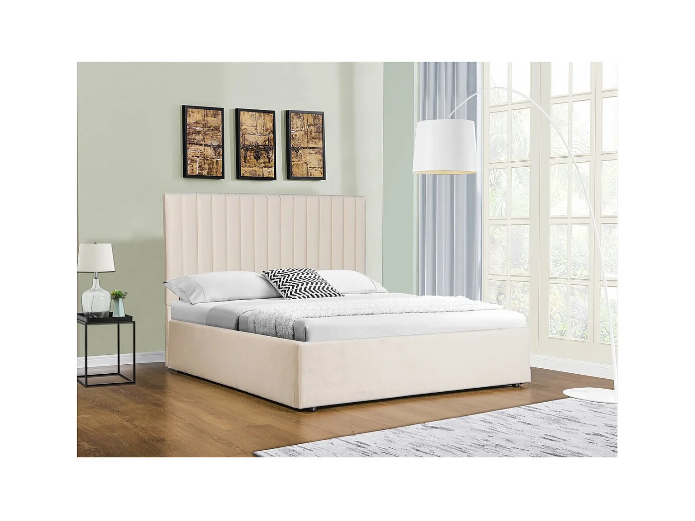 Lit avec coffre "Mia" - 140 x 190 cm - Beige