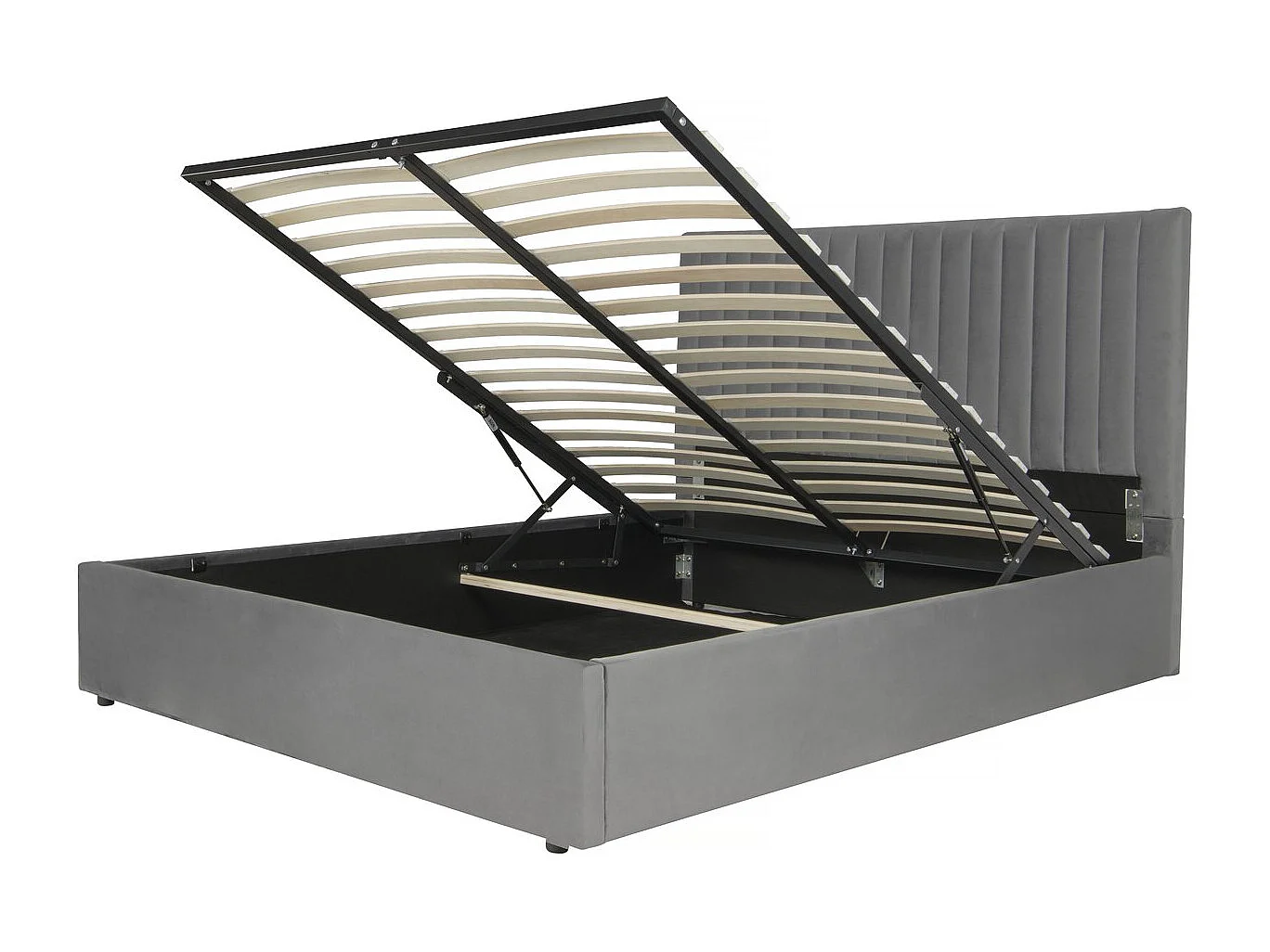 Bed "Mia" met geïntegreerde opbergruimte in grijze fluweel 160x200cm