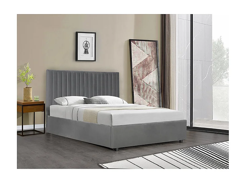Lit avec coffre "Mia" - 160 x 200 cm - Gris