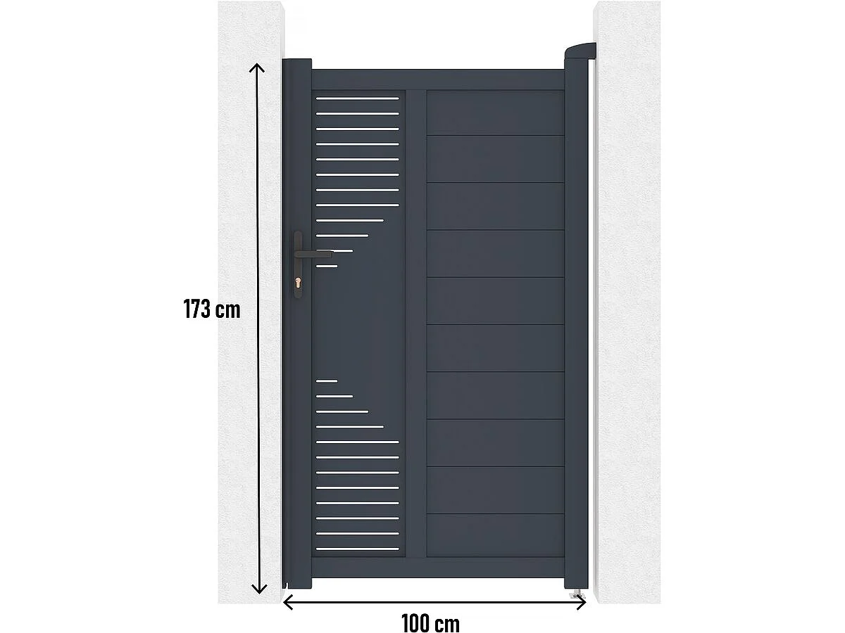 Aluminium "Jean" tuinhek - 100 x 173 cm - Antraciet, modern en duurzaam ontwerp voor uw tuin