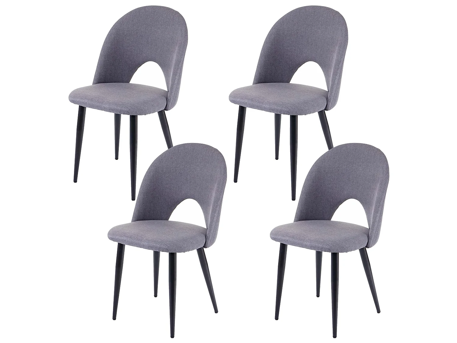 4x chaises de salle à manger cuisine, tissu / textile gris foncé pieds en métal 04_0000579