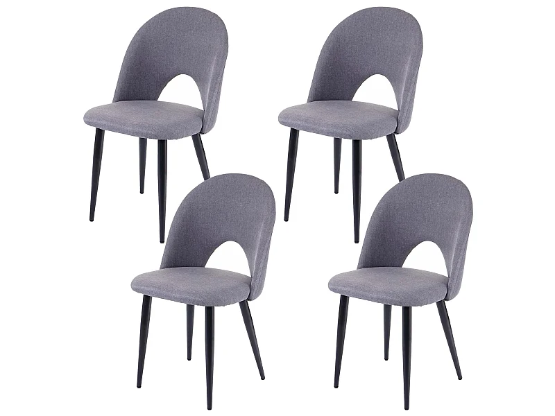 4x chaises de salle à manger cuisine, tissu / textile gris foncé pieds en métal 04_0000579