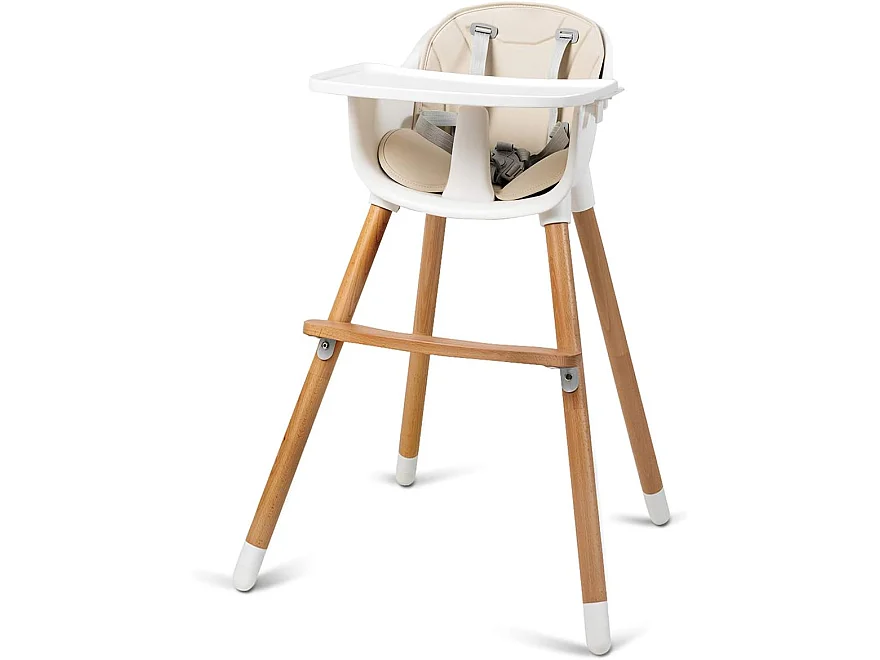 Chaise Haute Bébé Convertible2 en 1 Forme-A Stable HauteurRéglable avec Coussin Amovible,Repose-Pieds et Plateau pour Bébé 6 Mois-3Ans Charge 15KG