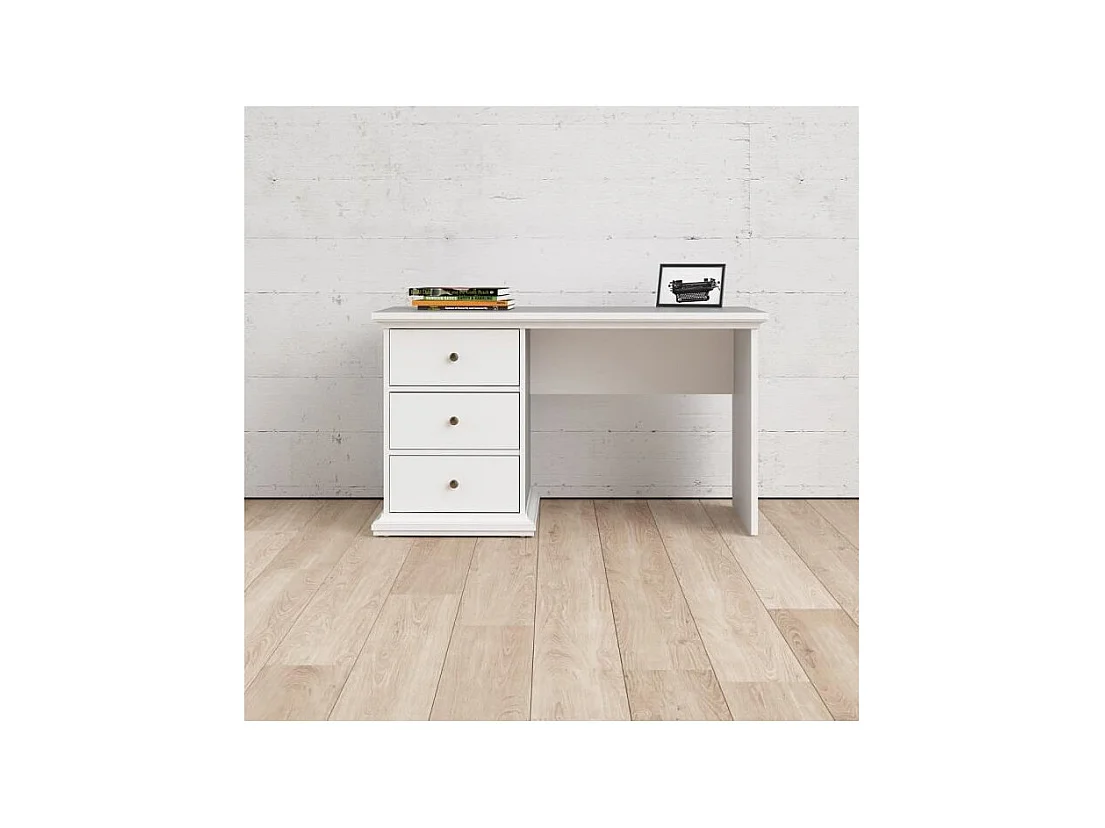 Bureau 3 tiroirs blanc L130 cm - SOFIA