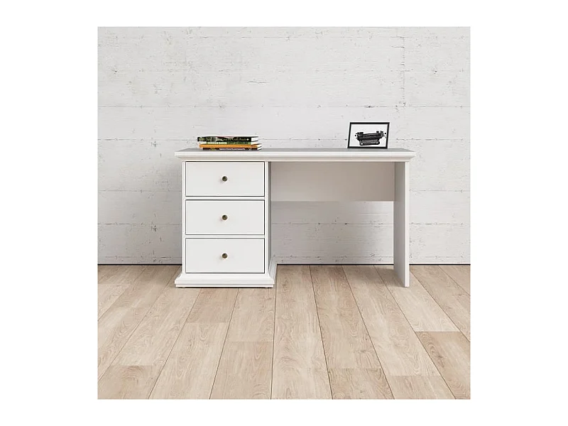 Bureau 3 tiroirs blanc L130 cm - SOFIA