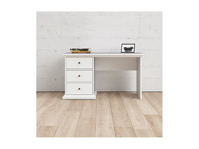 Bureau 3 tiroirs blanc L130 cm - SOFIA