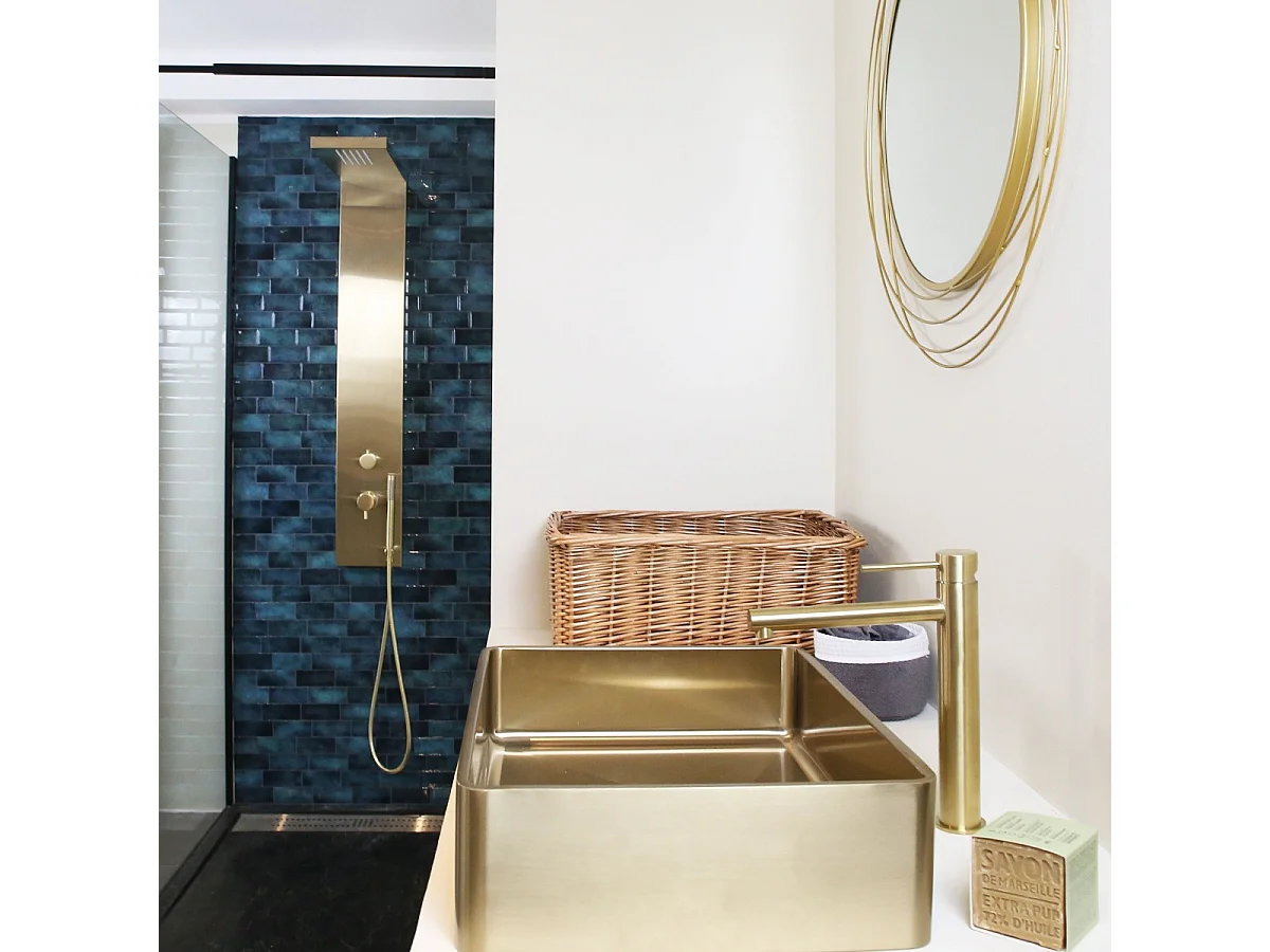 Essekadra pannello doccia oro spazzolato Essebagno