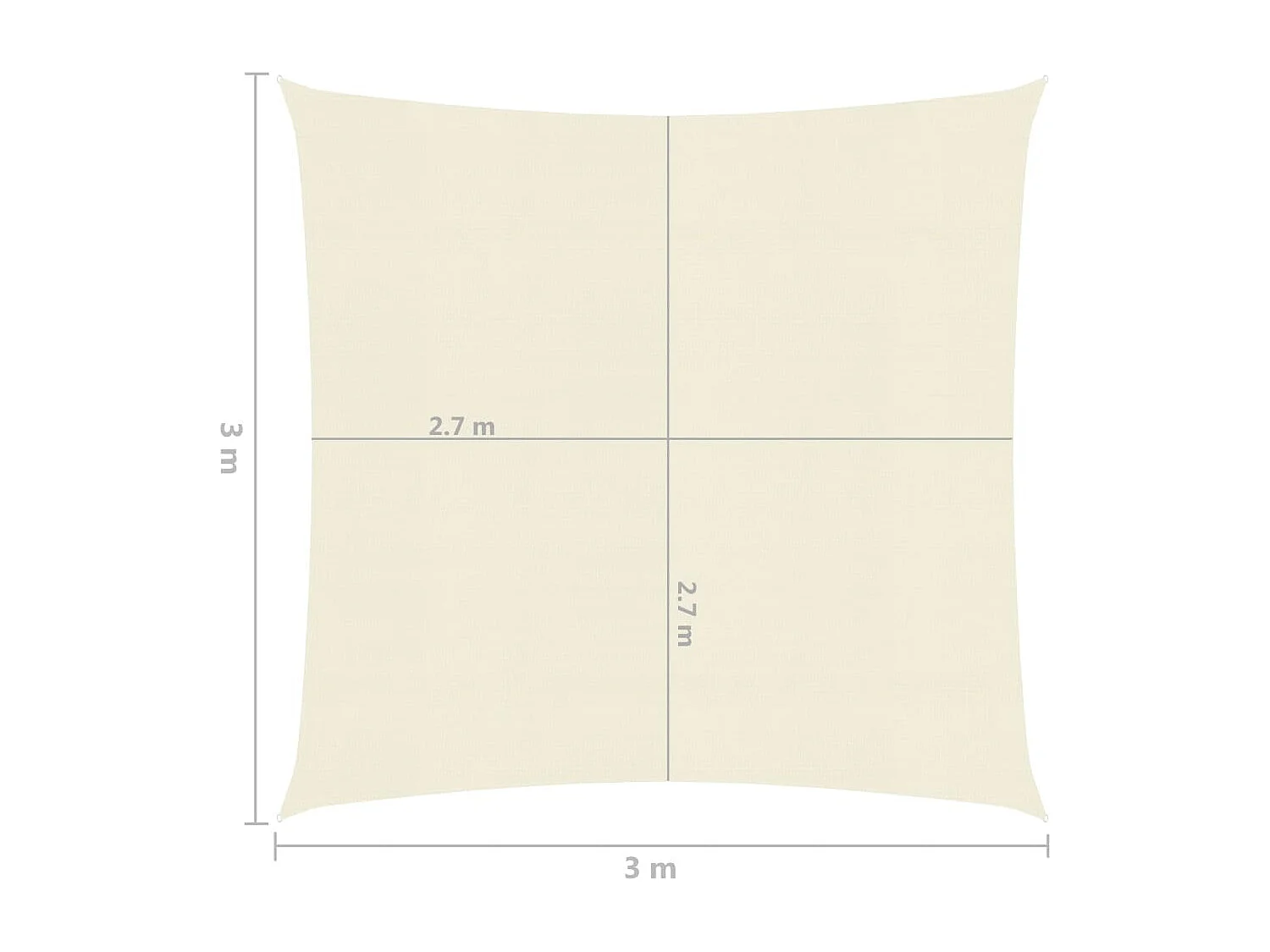 Voile toile d'ombrage parasol crème 300 x 300 x 300 cm 02_0009080