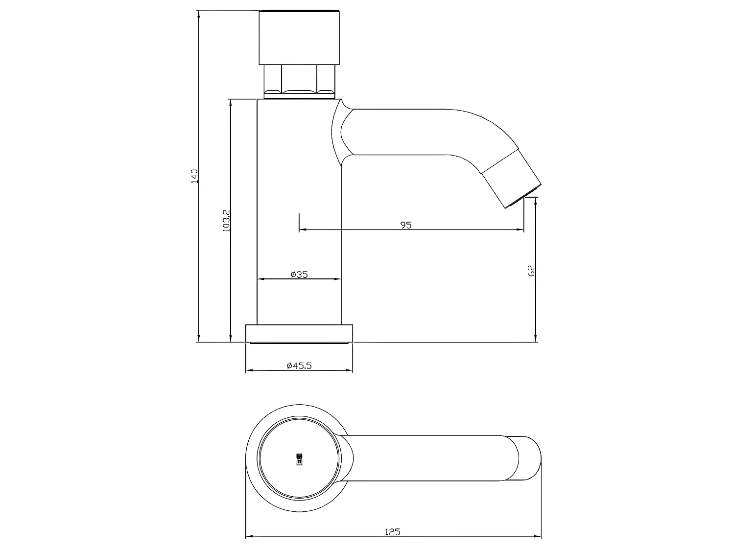 Cilindro Push robinet lave-mains chrome eau froide - Essebagno