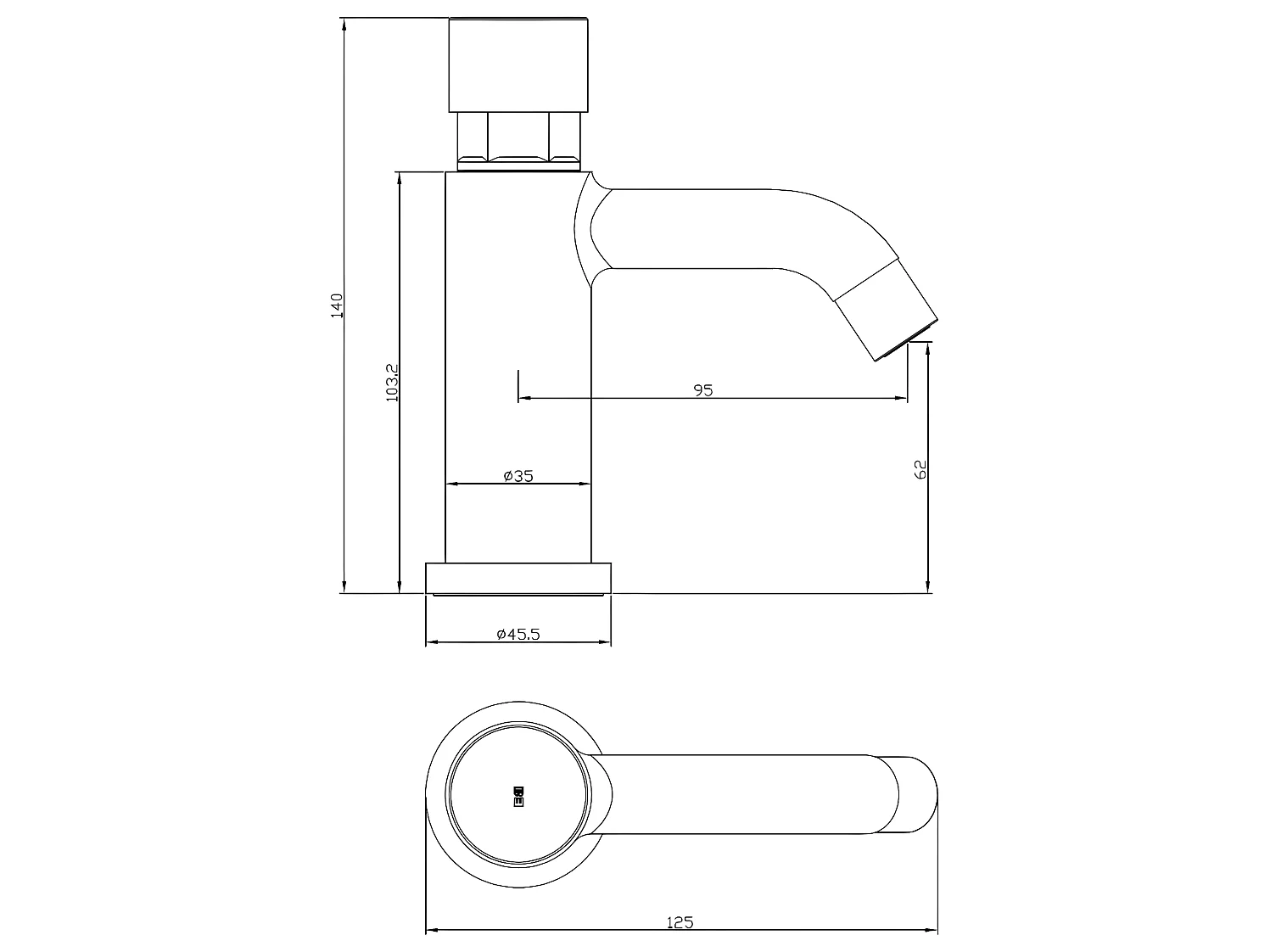 Cilindro Push wastafelkraan chroom koud water - Essebagno